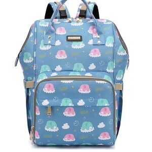 Diaper Bag Backpack Blue Pink Elephant Insulated Multi-functional Waterproof